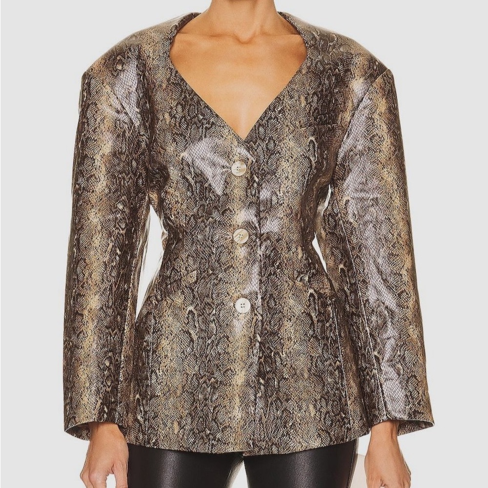Ganni Snakeskin Print Blazer